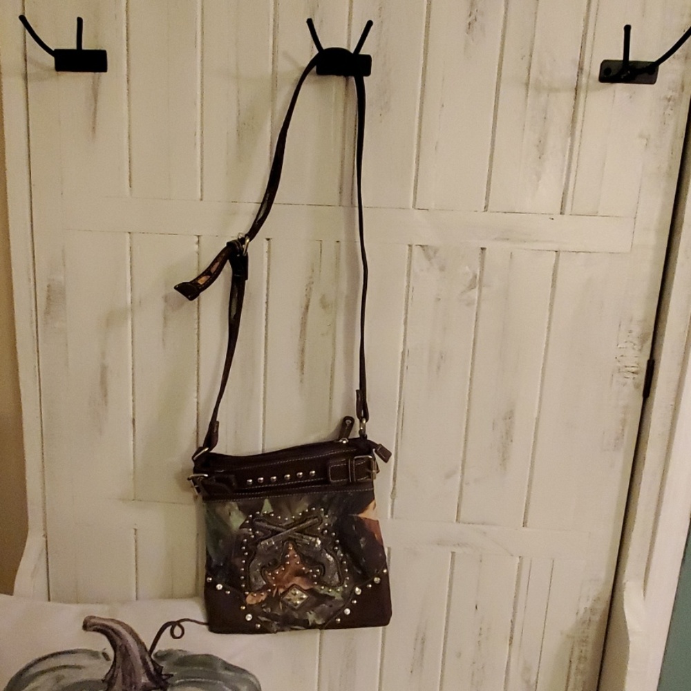 camo pistol cross body purse